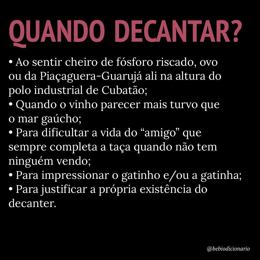 Quando Decantar?
