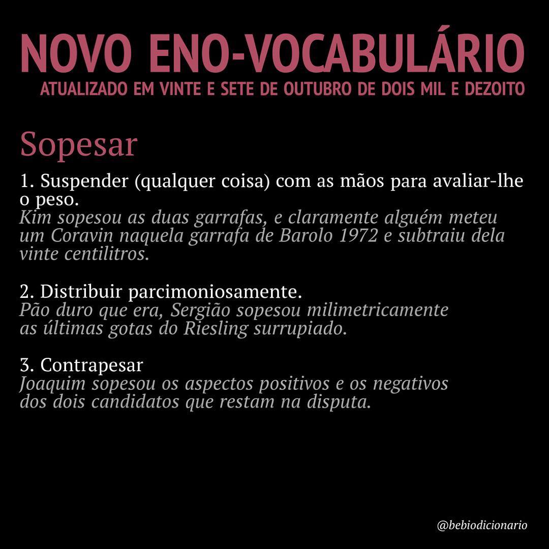 Novo Eno-Vocabulário: Sopesar
