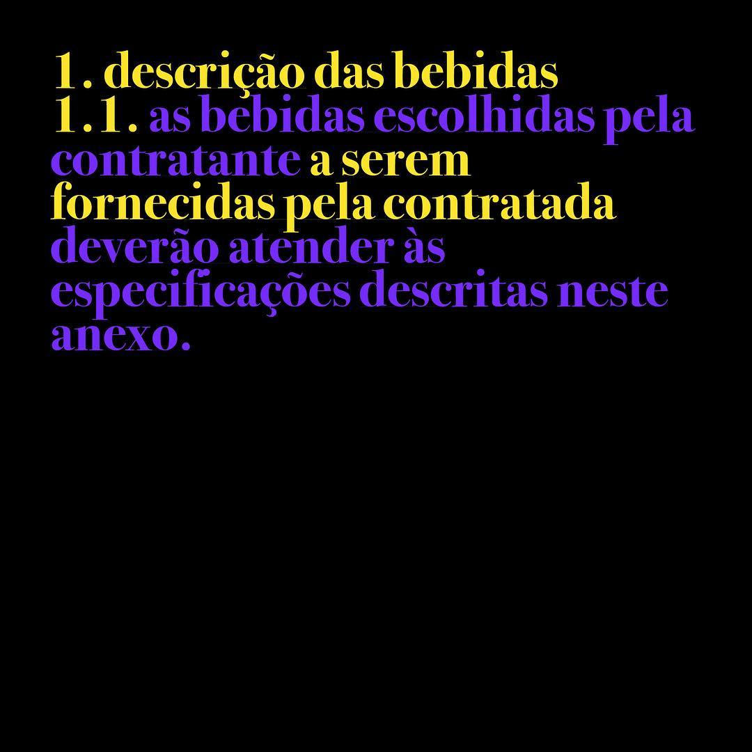 Descrição das bebidas