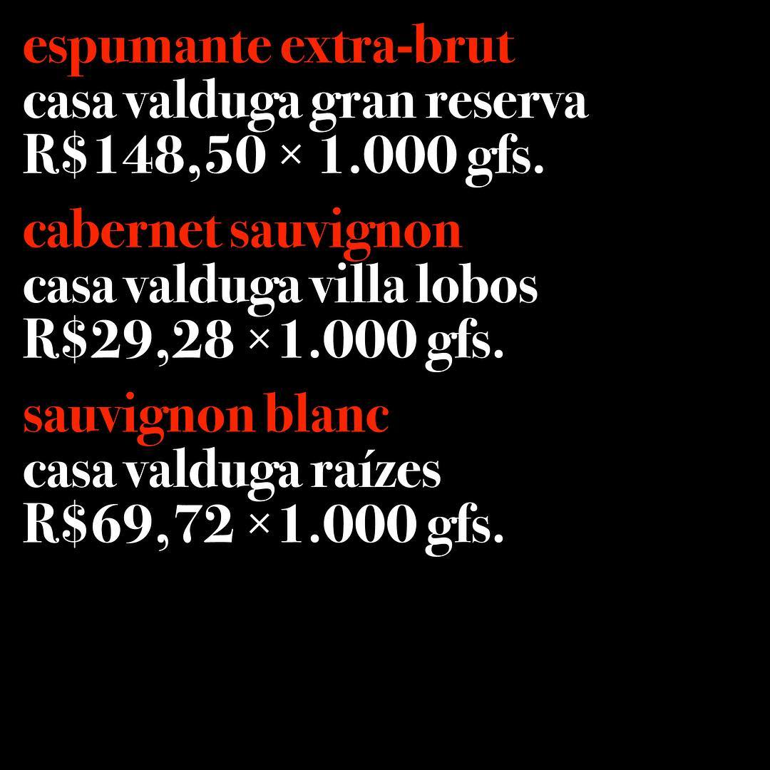 Lista de vinhos Casa Valduga