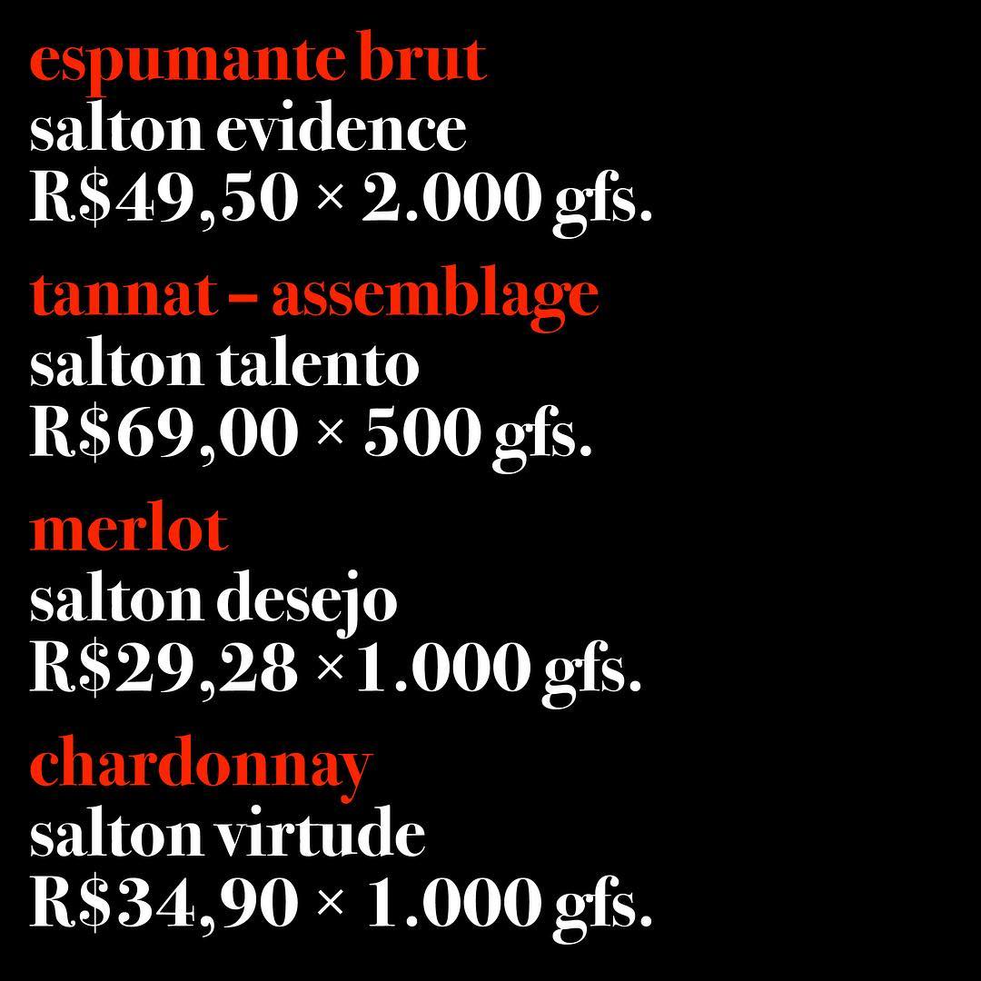 Lista de vinhos Salton